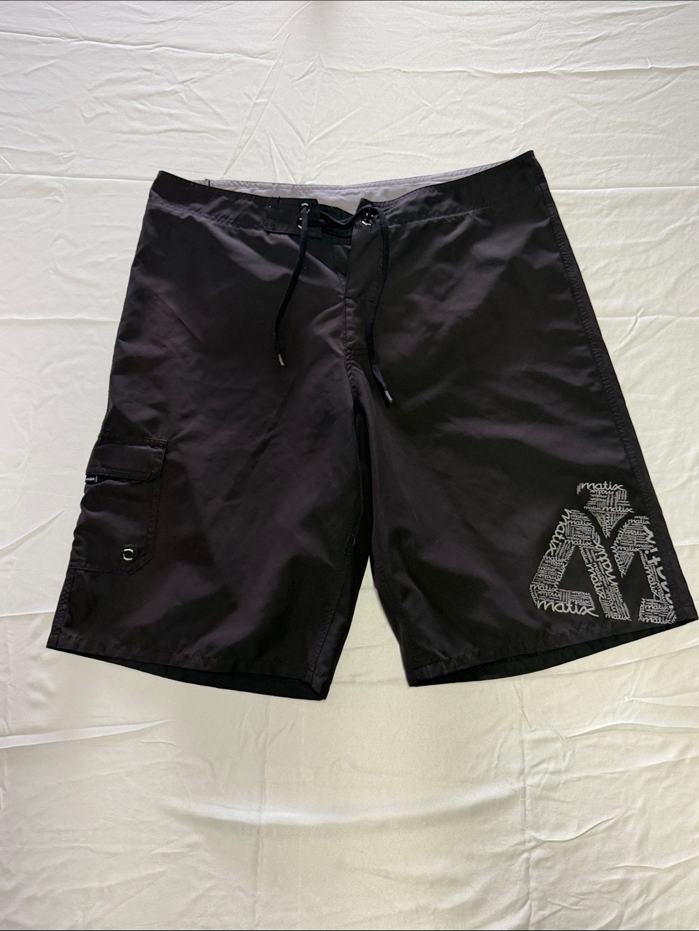 Men's Matix Black Swim Trunks with Side Cargo Pocket - Size 34